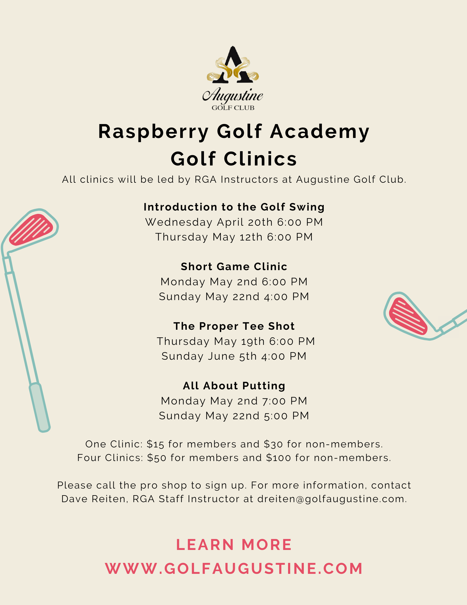 AUG golf clinics